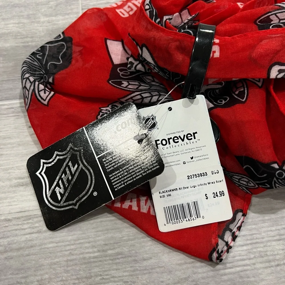Chicago‎ Blackhawks All Over Team Logo Infinity NHL Hockey Sports Scarf Sz 990